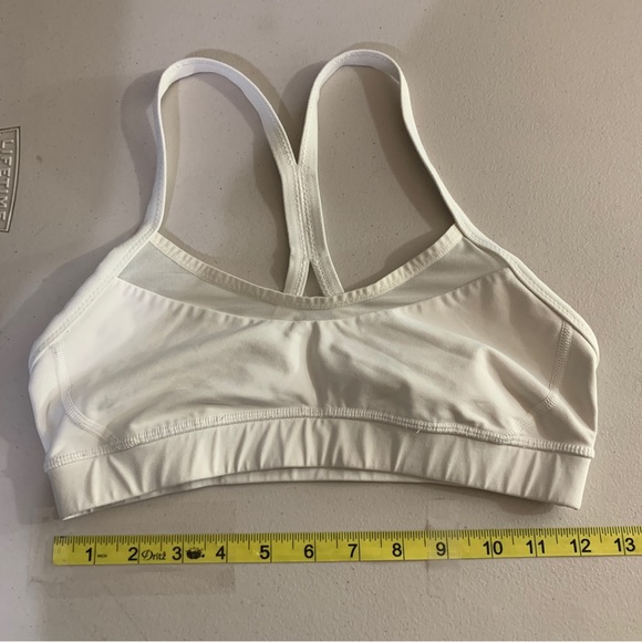 Lululemon white sports bra power Y tank top mesh yoga gym workout XS sz4 - Picture 7 of 7